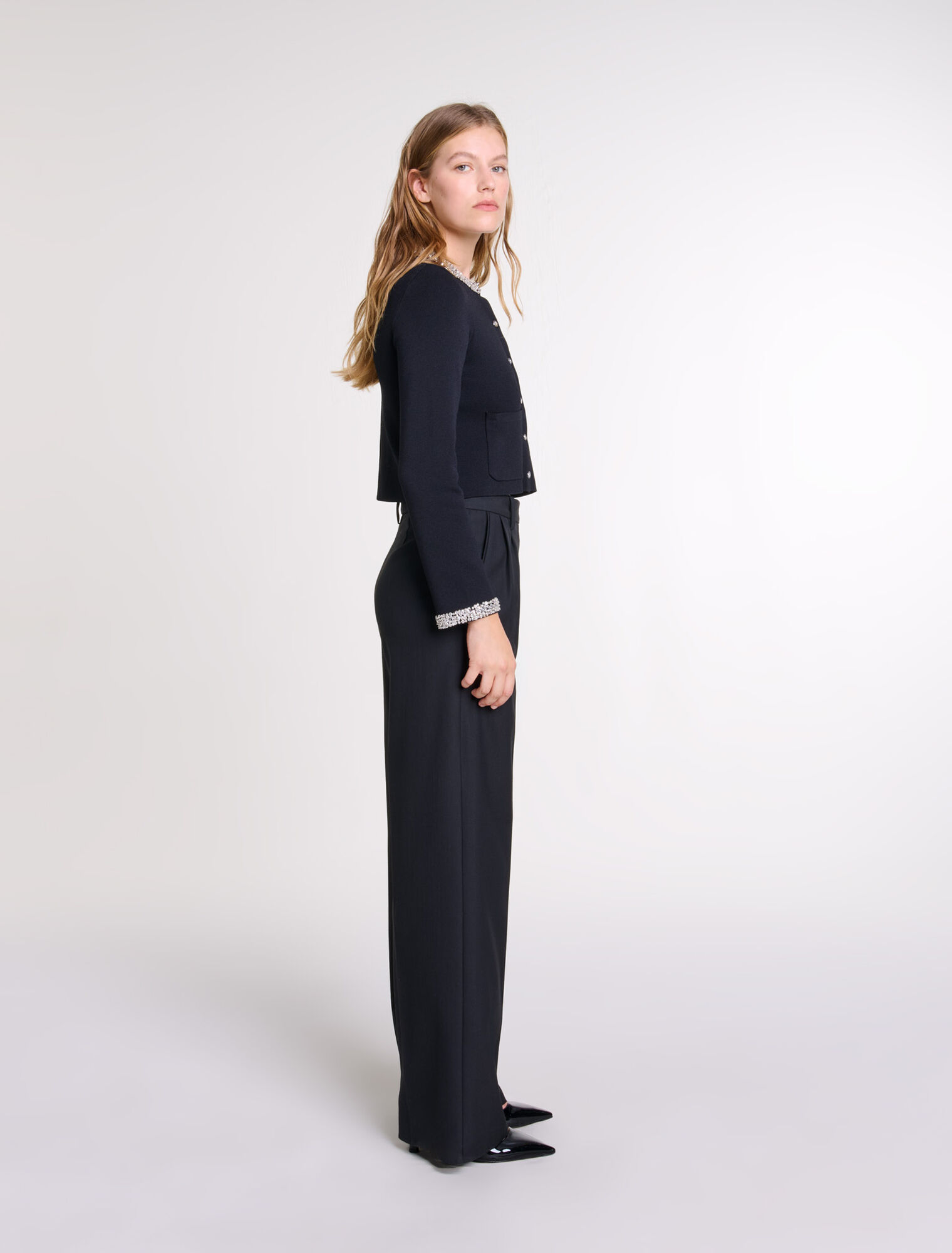 Cardigan con bordi glitterati