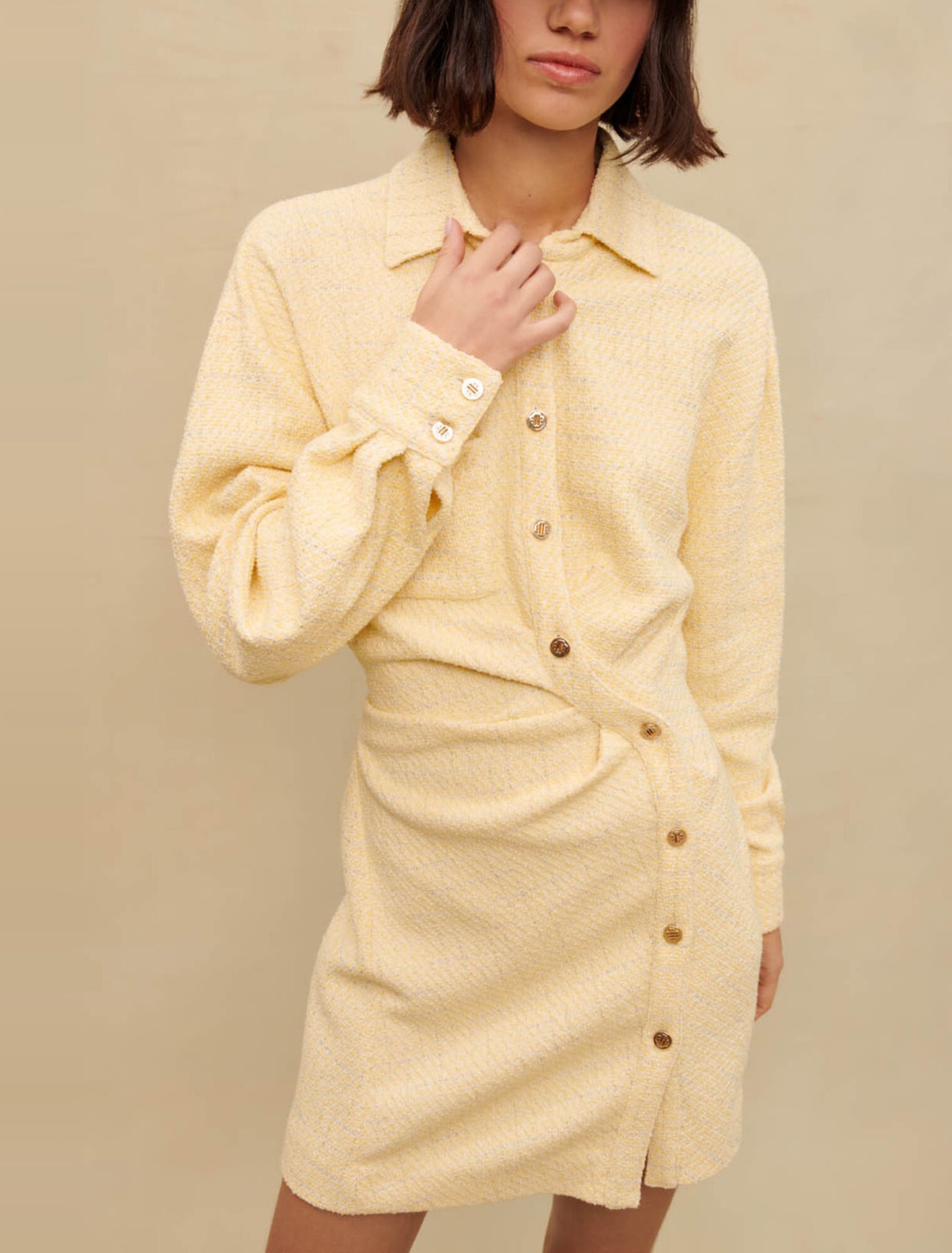 Abito asimmetrico in tweed lurex