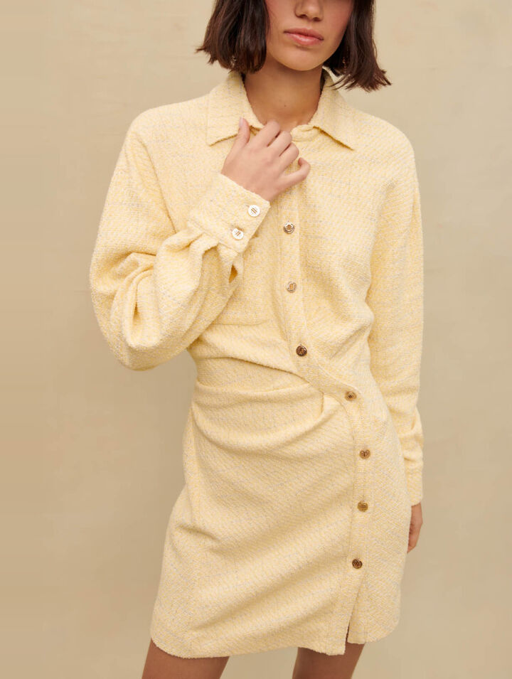 Abito asimmetrico in tweed lurex