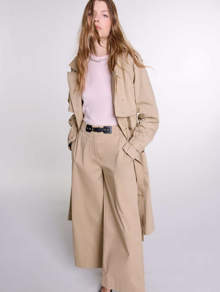 Trench borchiato vita elastica