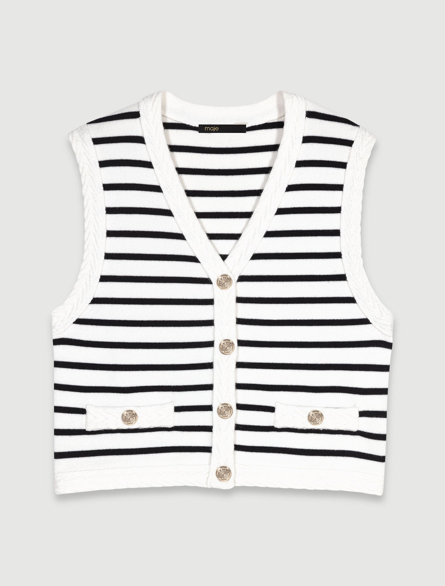 Cardigan a righe senza maniche