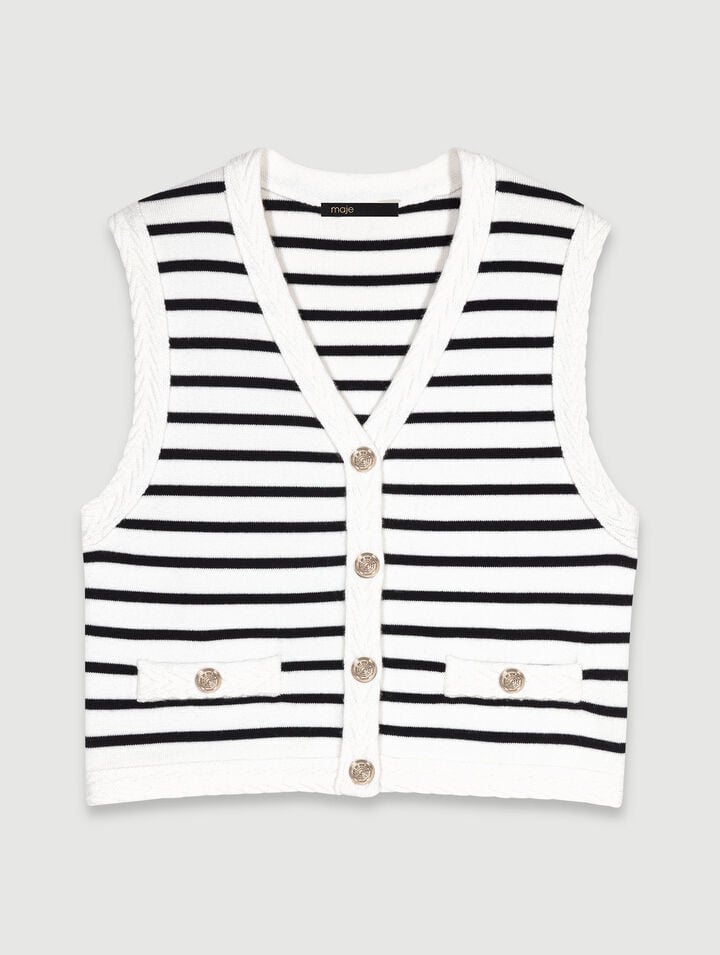Cardigan a righe senza maniche