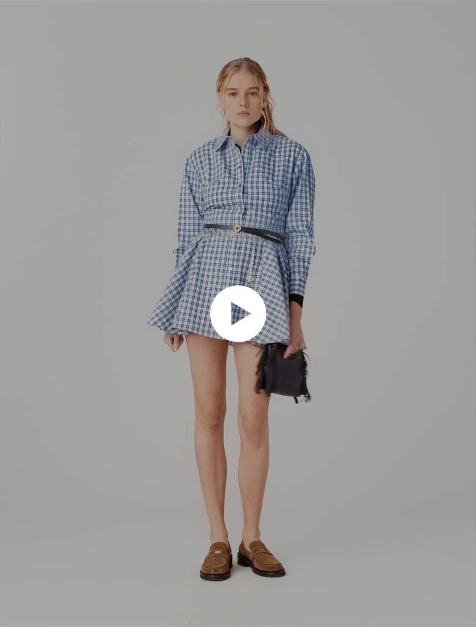 Abito camicia in cotone con strass