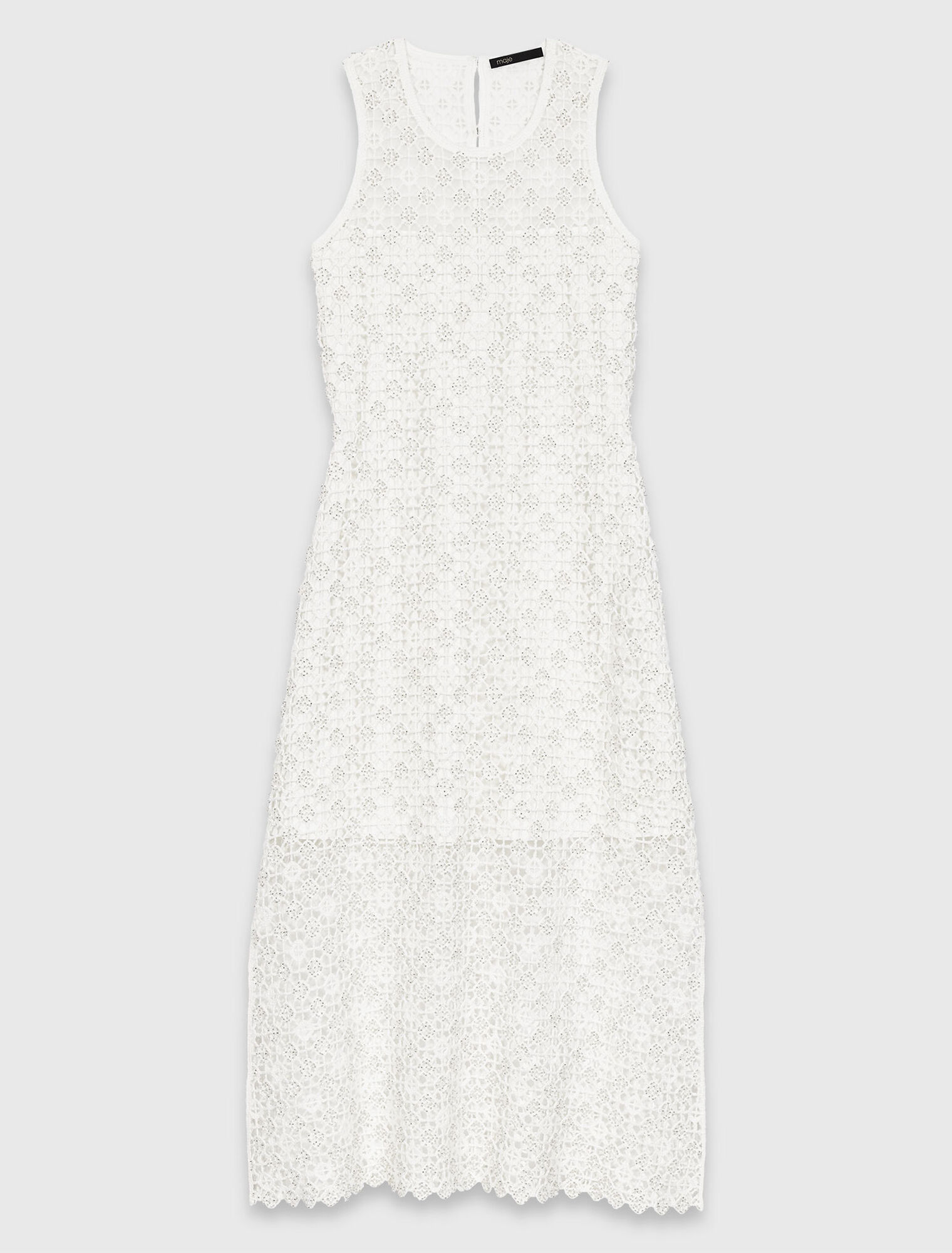 Abito lungo in crochet e strass