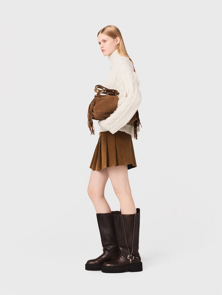 Maglione in lana mélange con frange