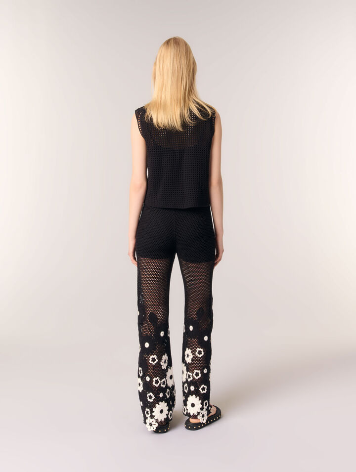 Pantaloni in crochet floreale