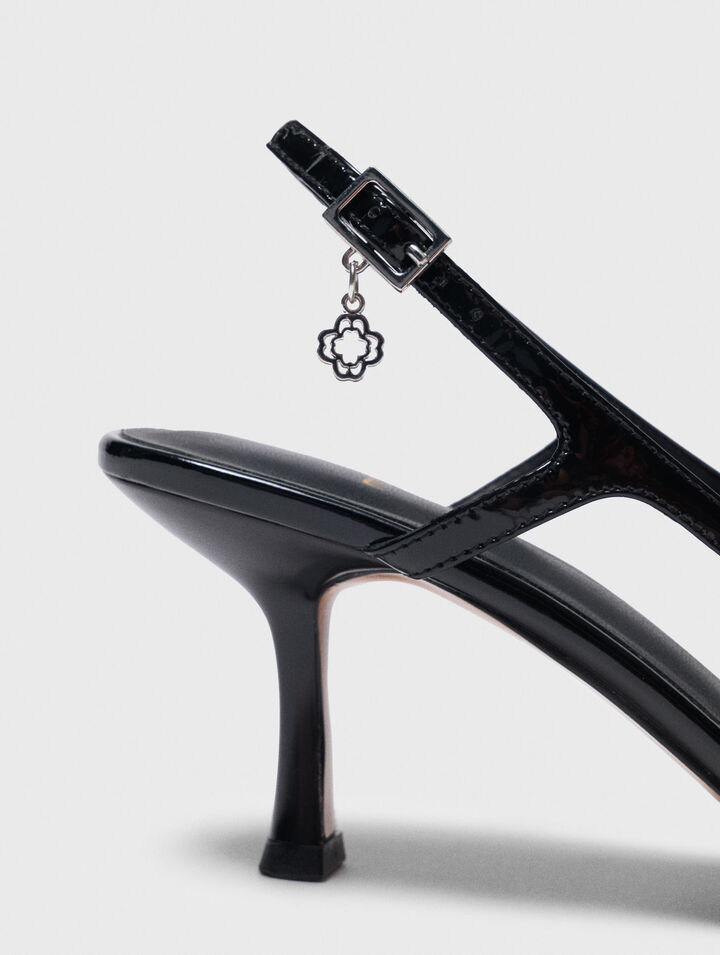 Décolleté slingback in pelle verniciata