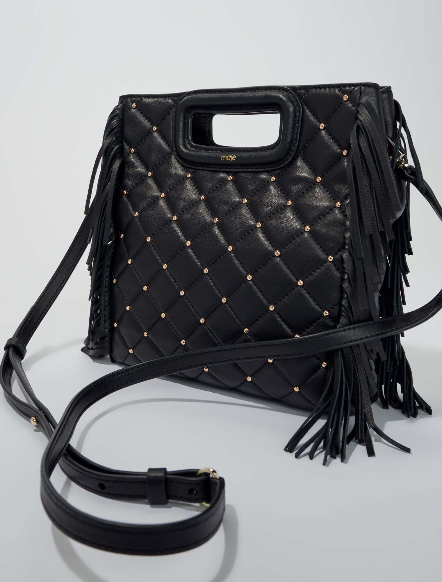 Borsa M pelle trapuntata borchiata