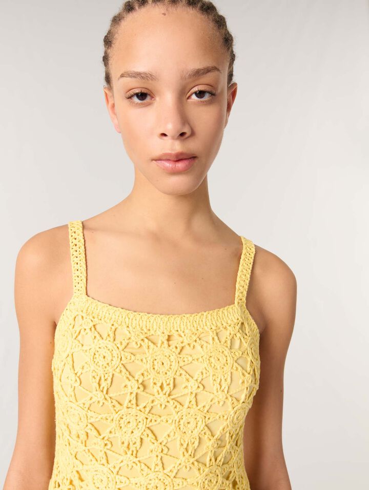 Abito corto con spalline in crochet
