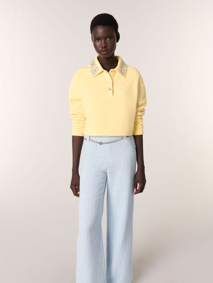 Pantaloni in tweed con cintura