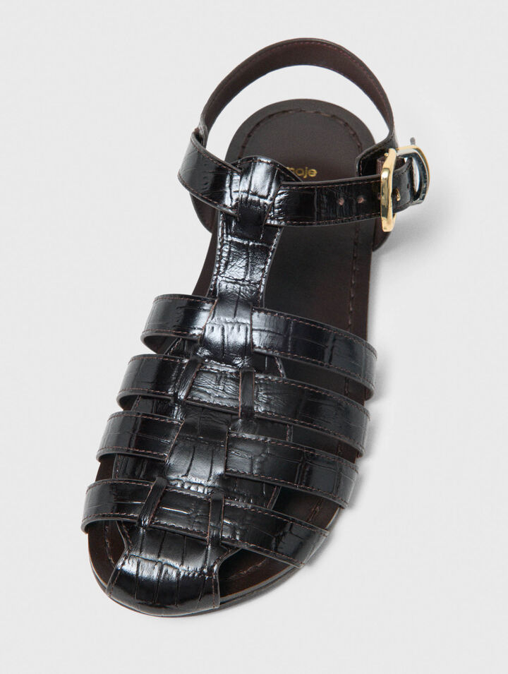 Sandali multilistino in pelle