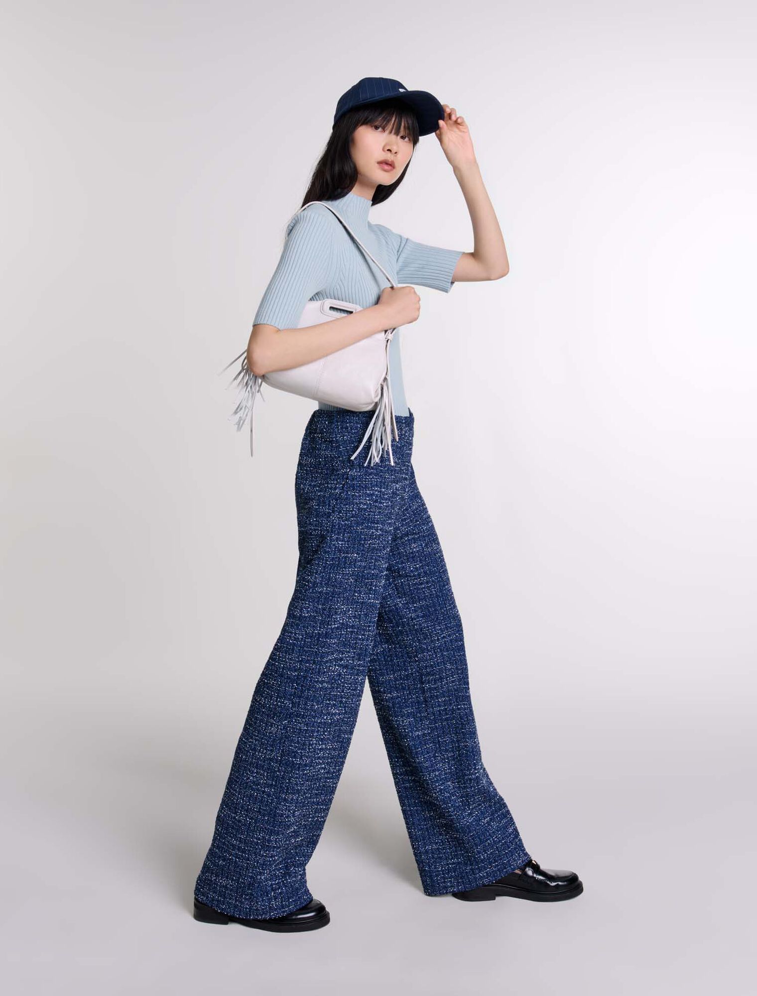 Pantaloni larghi in tweed