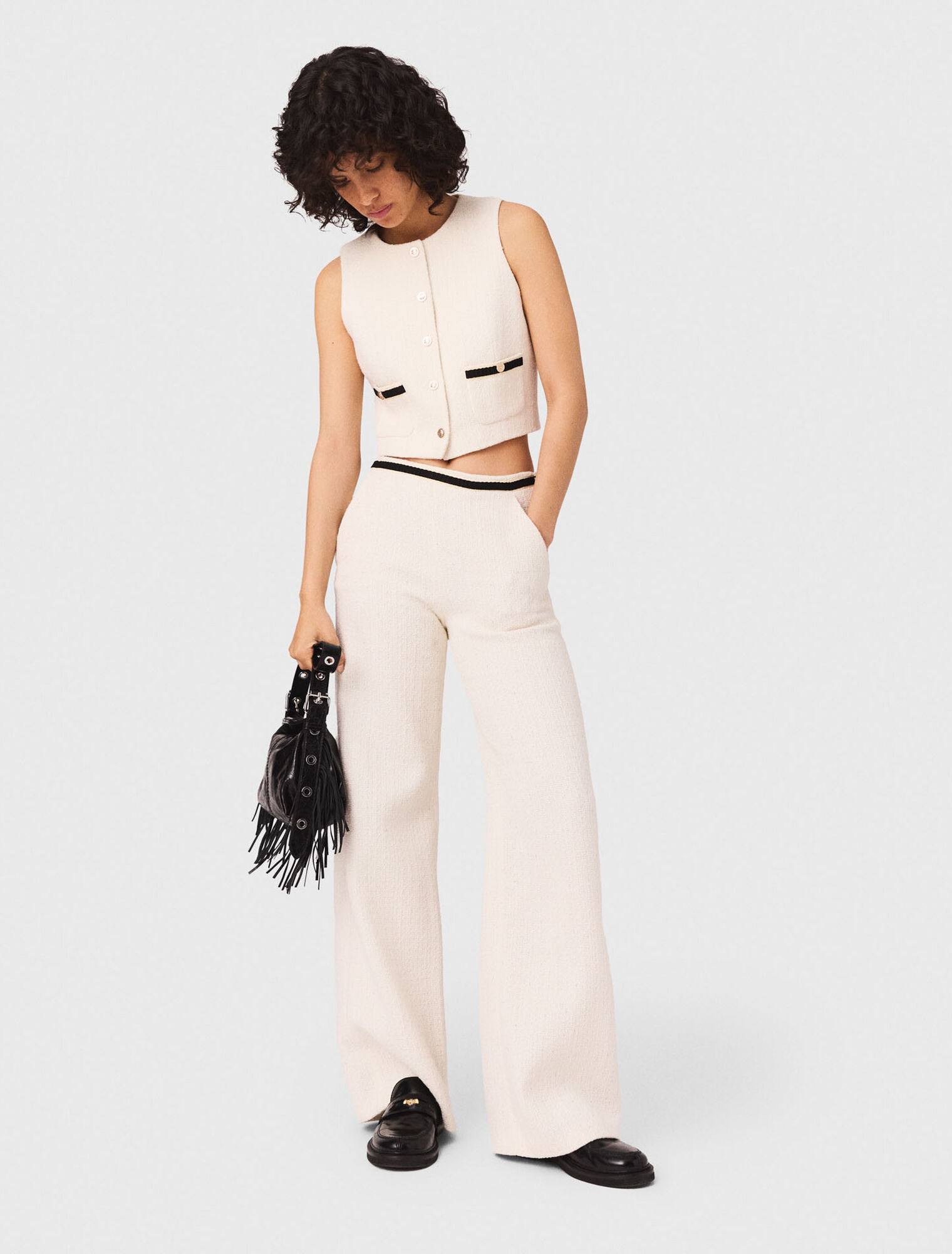 Pantaloni larghi effetto tweed