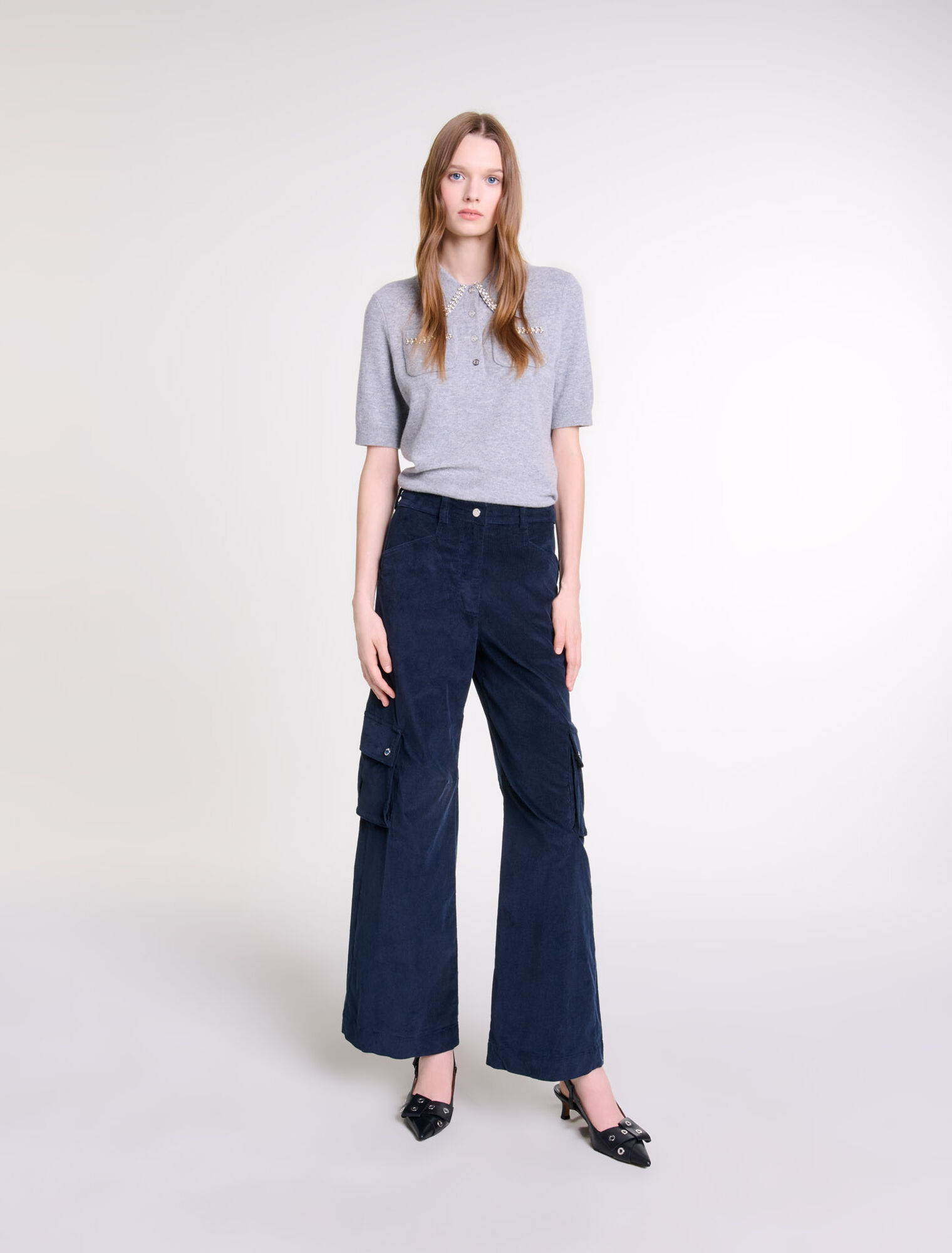 Pantaloni cargo in velluto