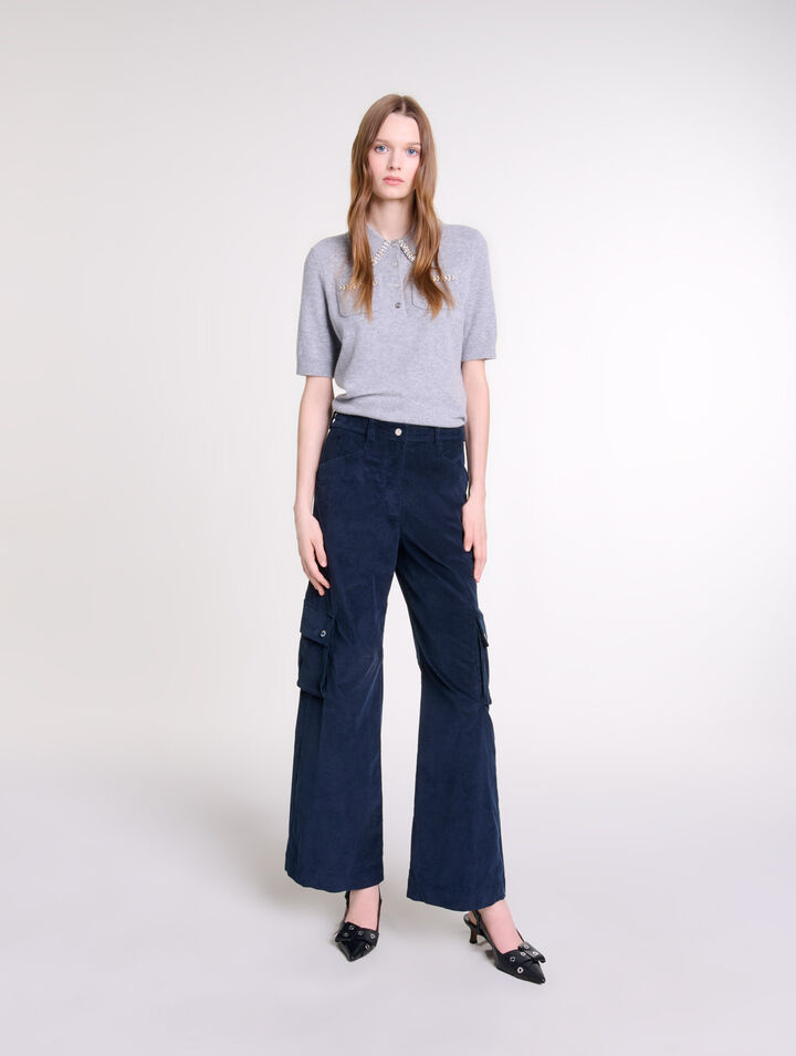 Pantaloni cargo in velluto