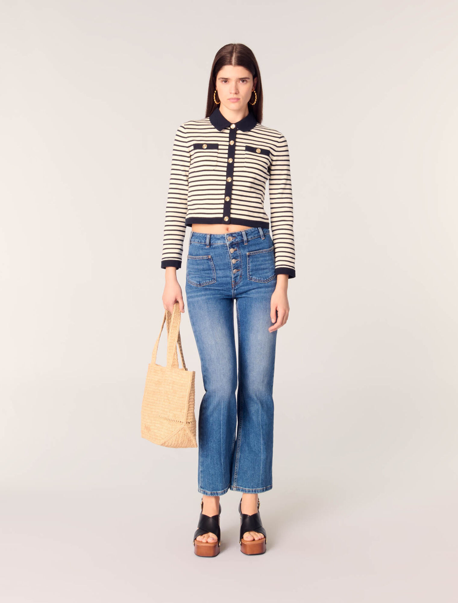 Cardigan corto in maglia a coste