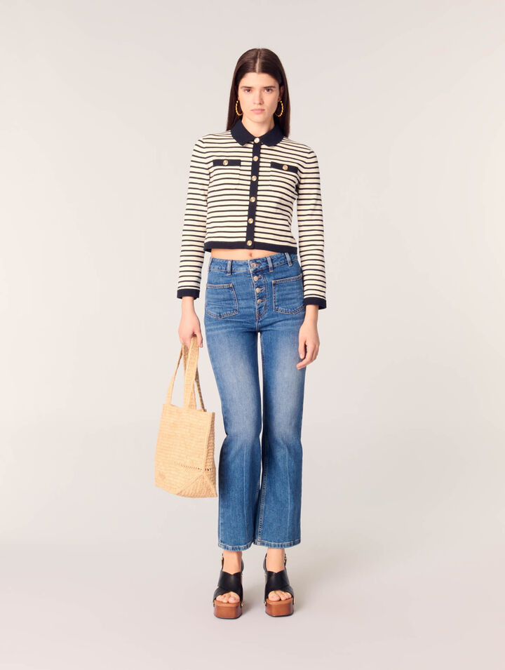 Cardigan corto in maglia a coste