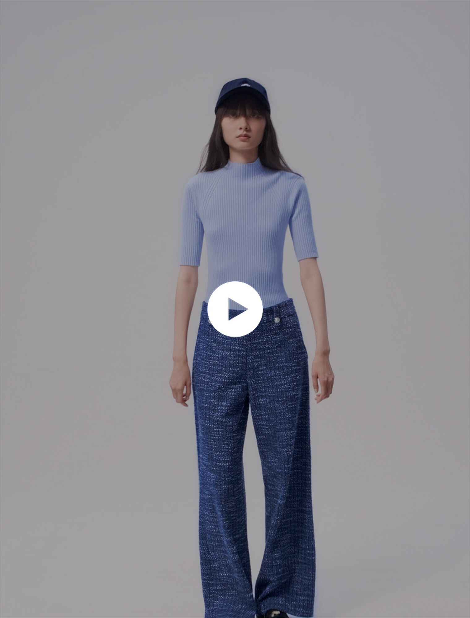 Pantaloni larghi in tweed