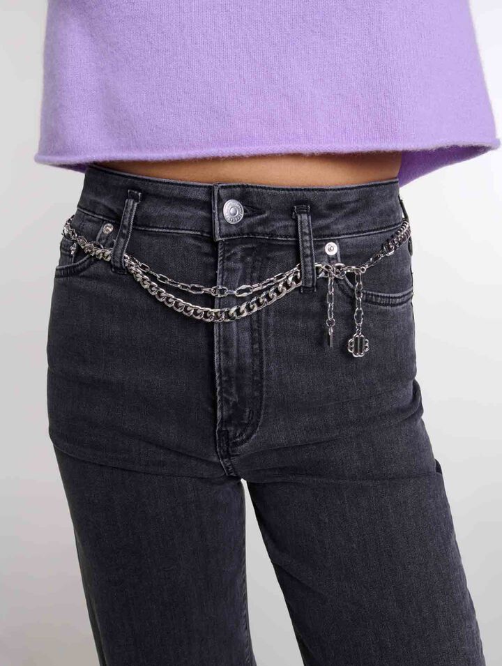 Jeans baggy con cintura nera