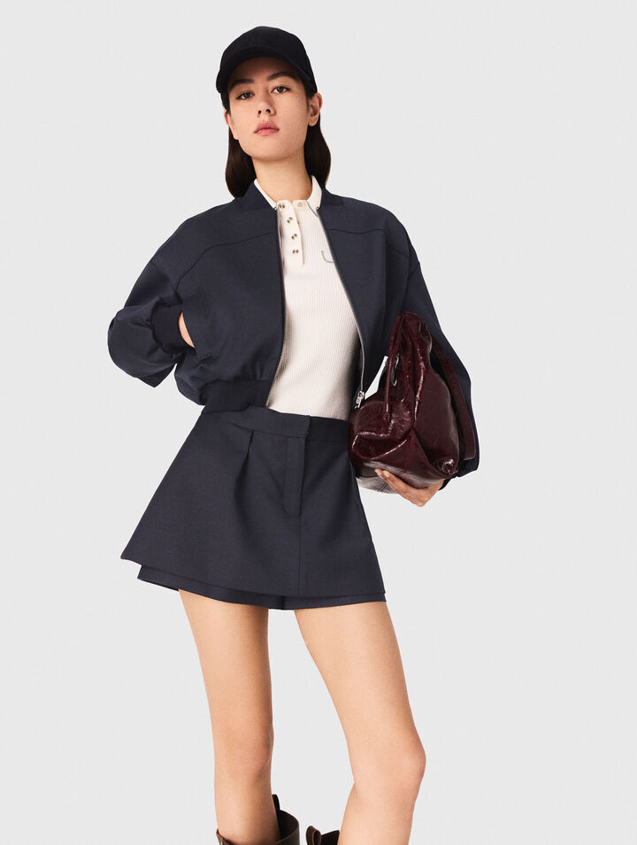 Bomber con zip in lana mista