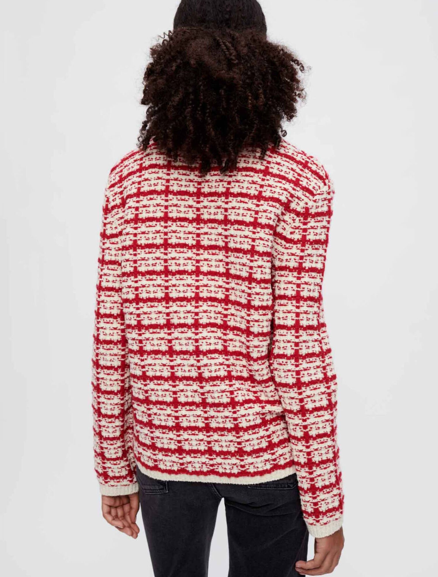 Cardigan in maglia tipo tweed bicolore