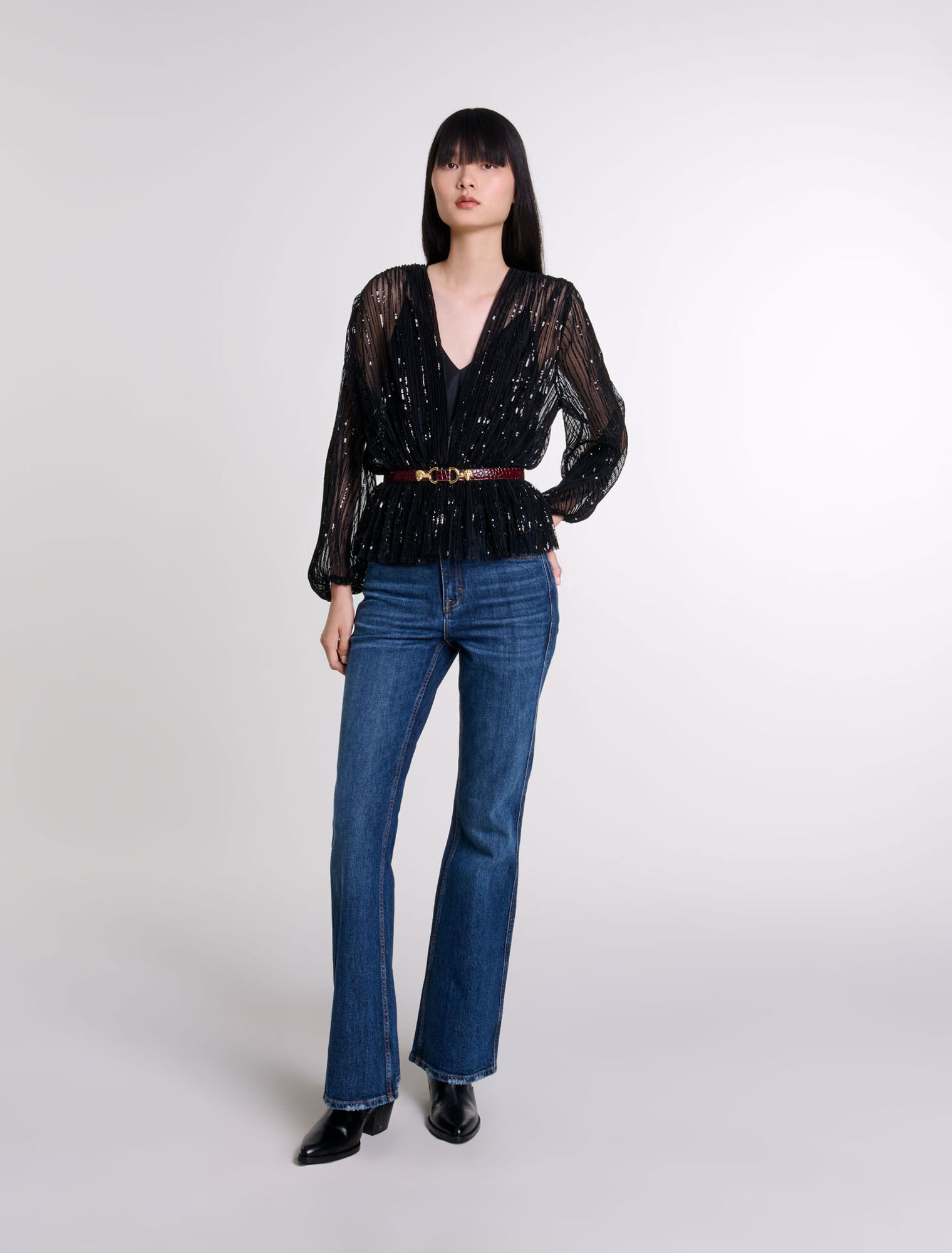 Top in paillettes con cintura