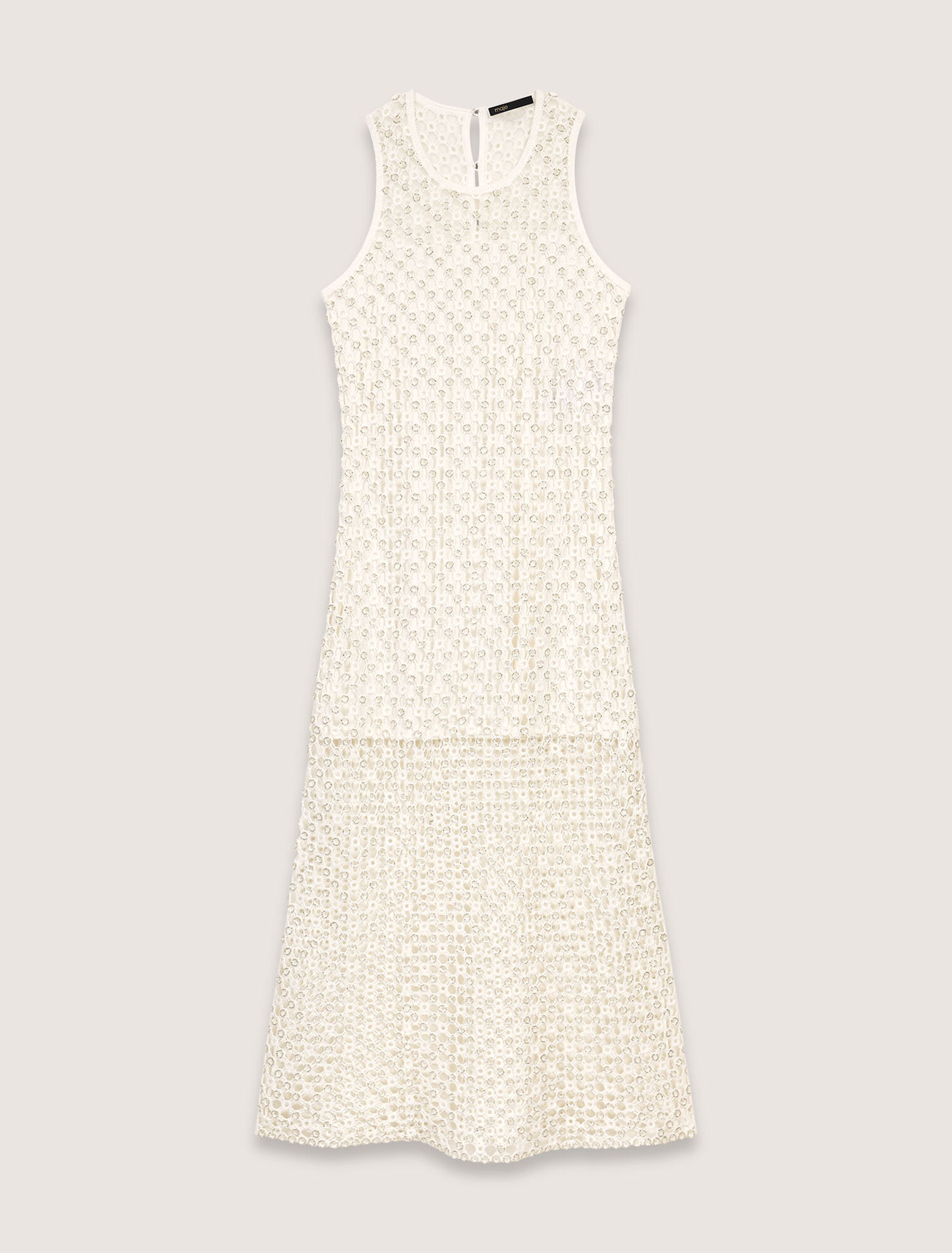 Abito lungo in crochet con perline