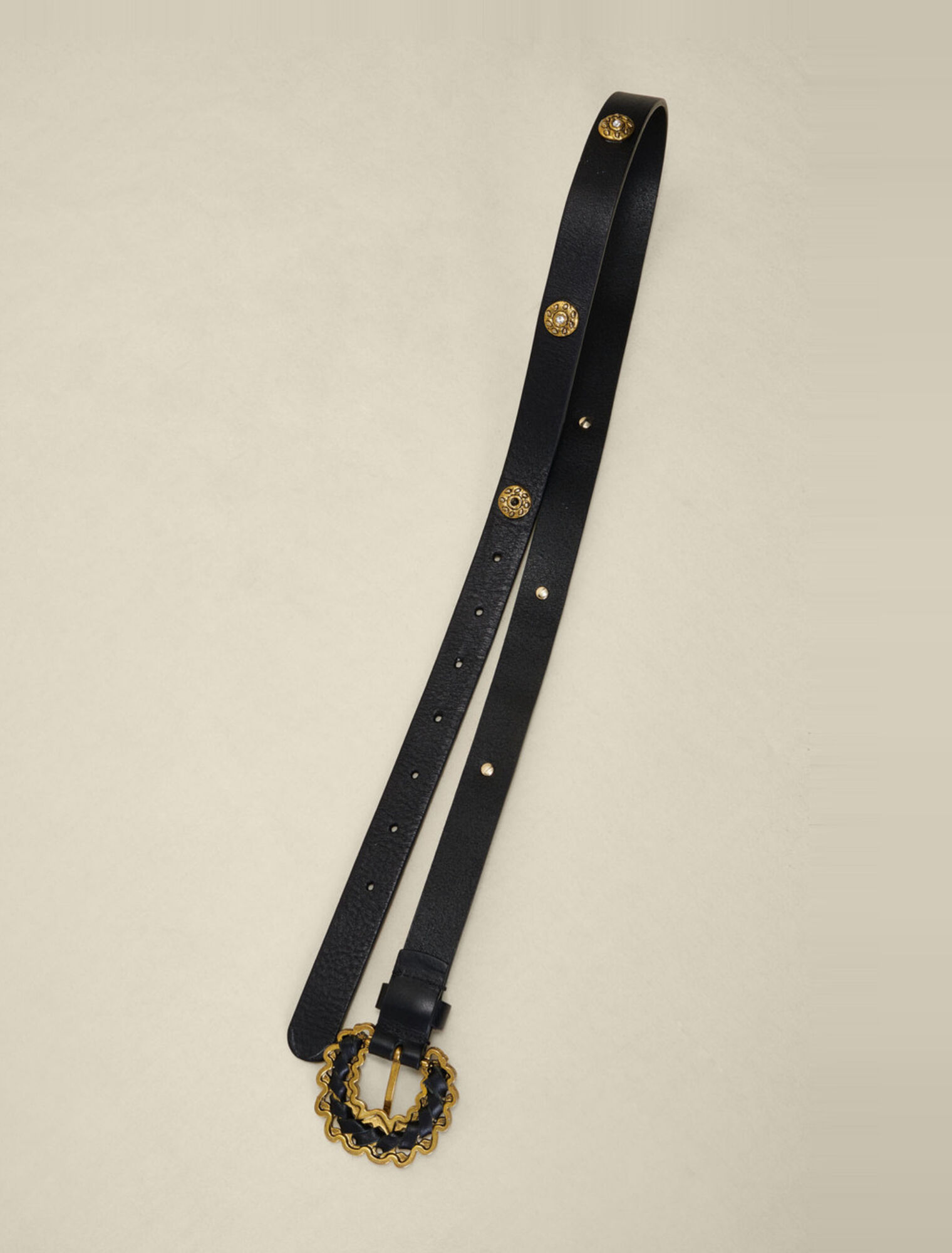 Cintura in pelle con strass
