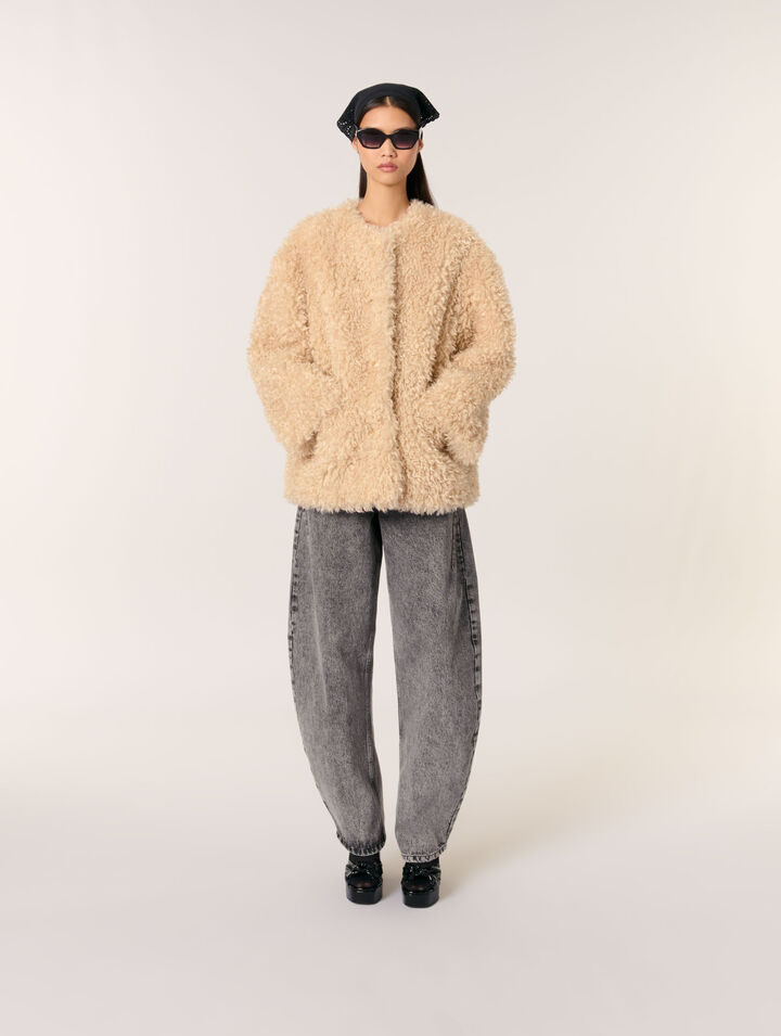 Cappotto corto in ecopelliccia