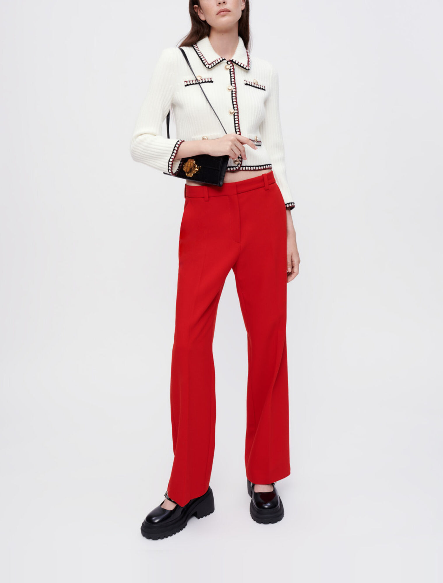 Pantaloni da tailleur ampi rossi