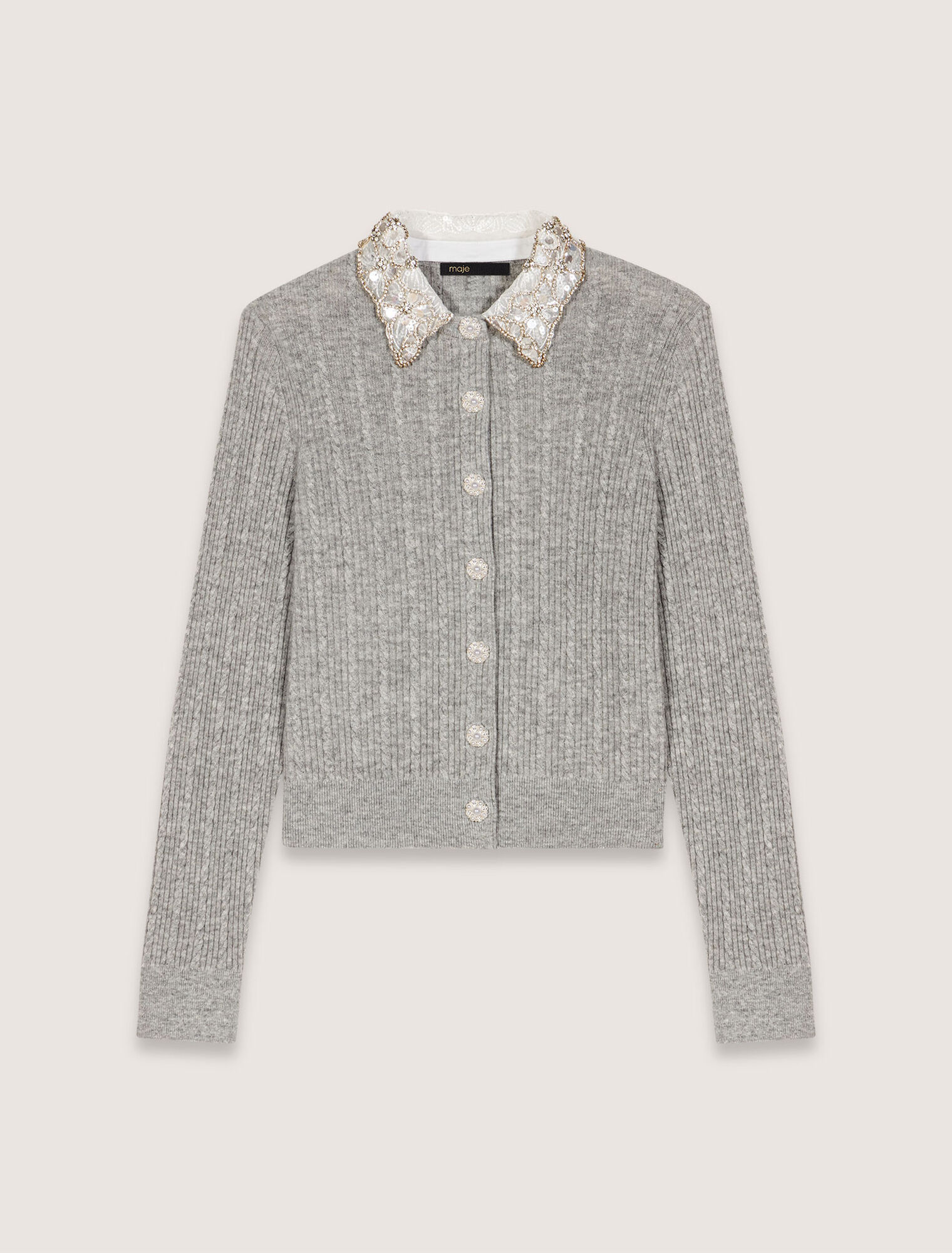 Cardigan con colletto rimovibile