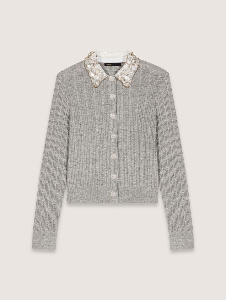 Cardigan con colletto rimovibile