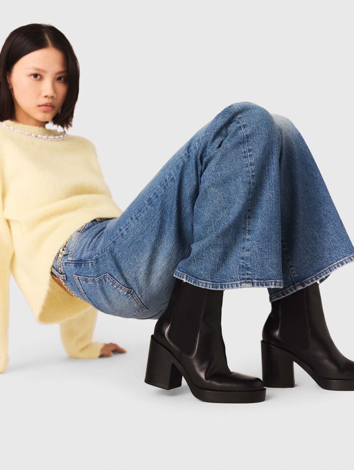 Stivaletto chelsea pelle con tacco