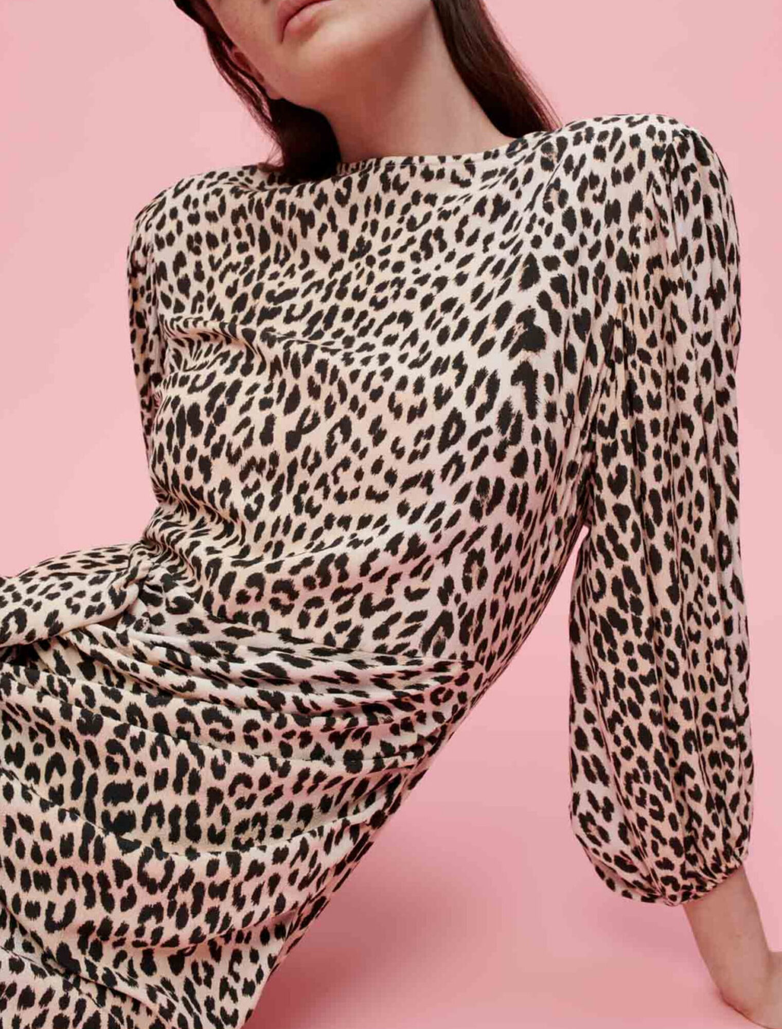 Abito in viscosa con stampa leopardo