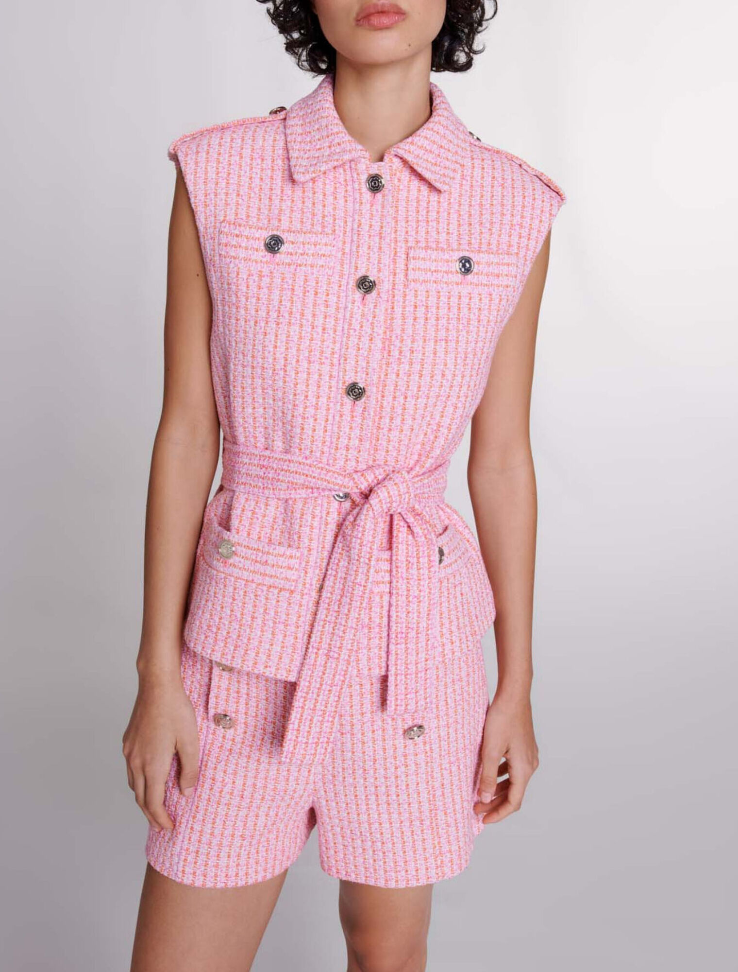 Giacca senza maniche in tweed