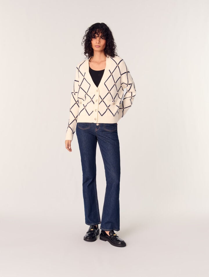 Cardigan in maglia con motivo a rombi