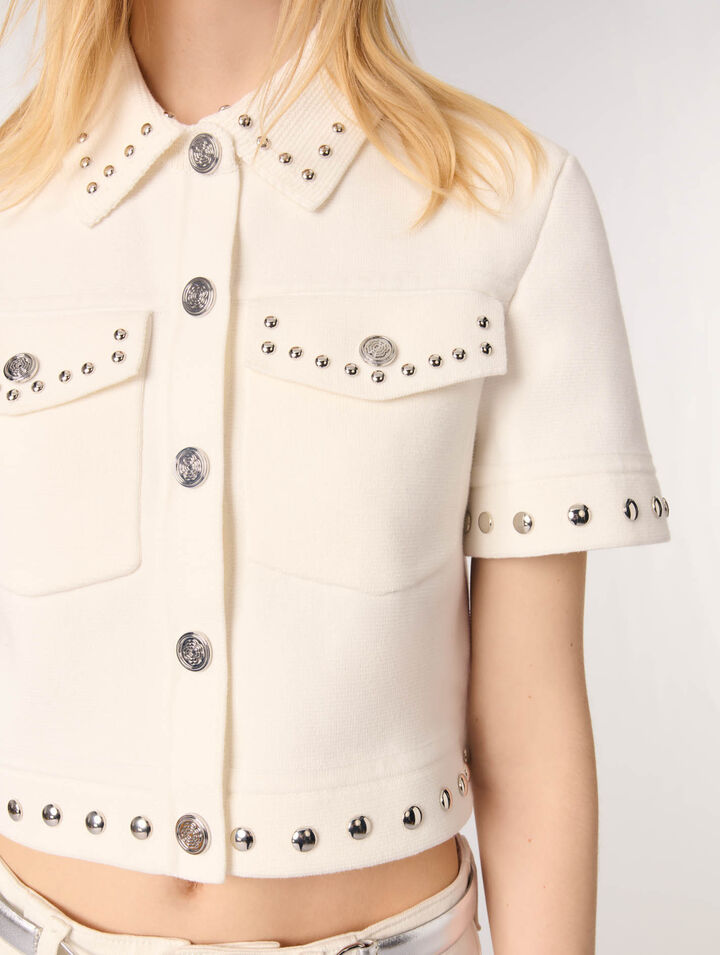Cardigan corto con borchie