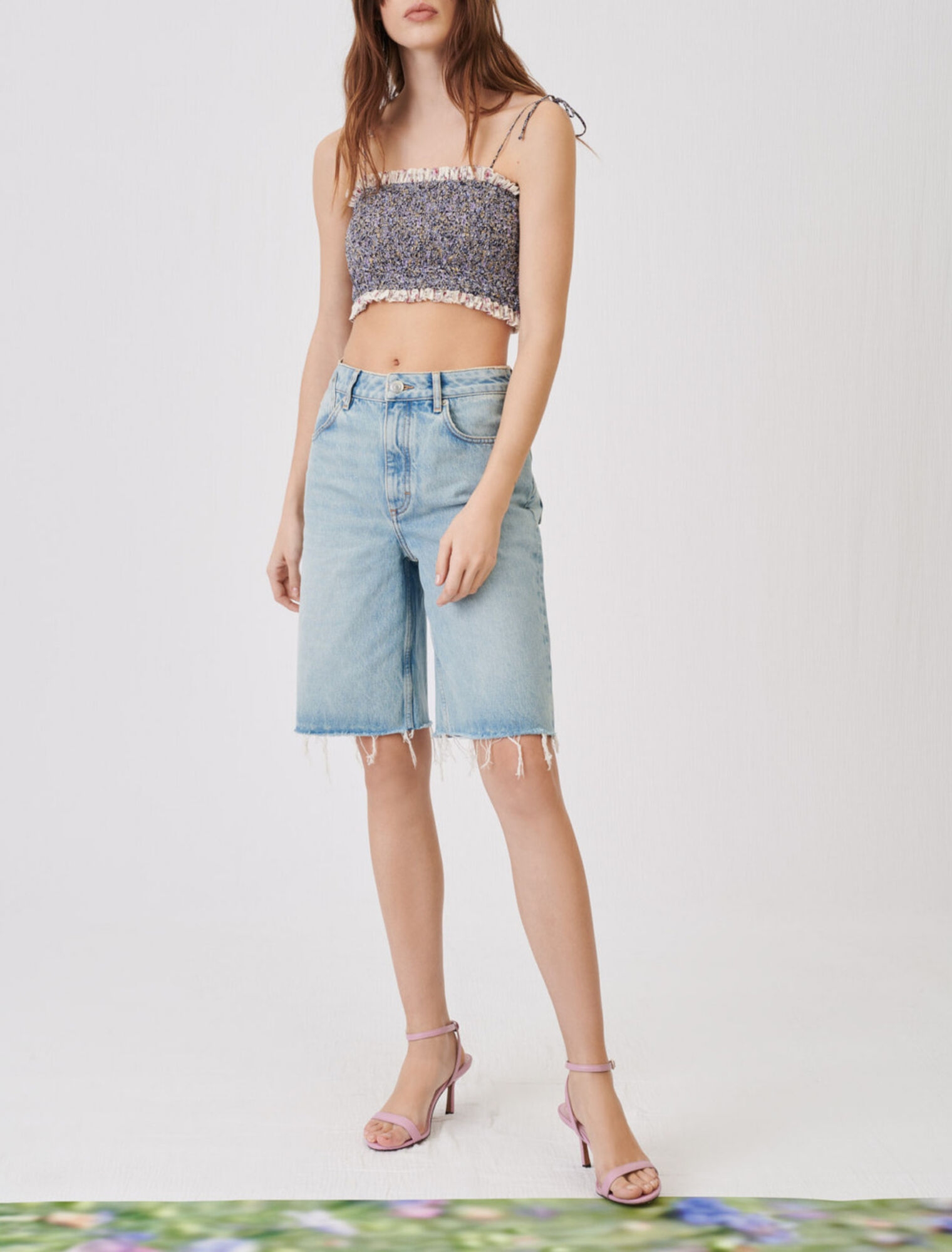 Pantaloncini in denim a gamba dritta
