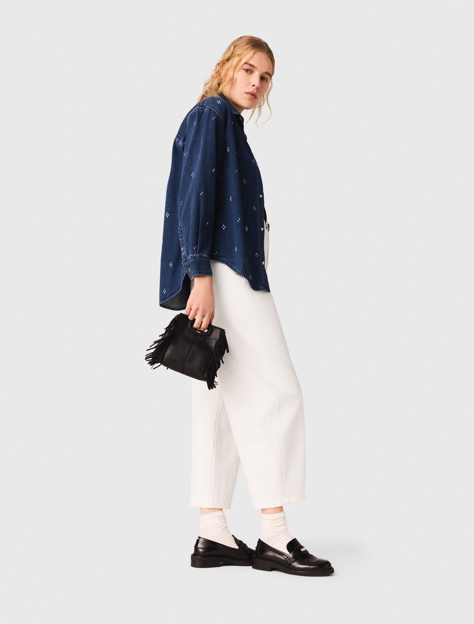 Camicia in denim con strass