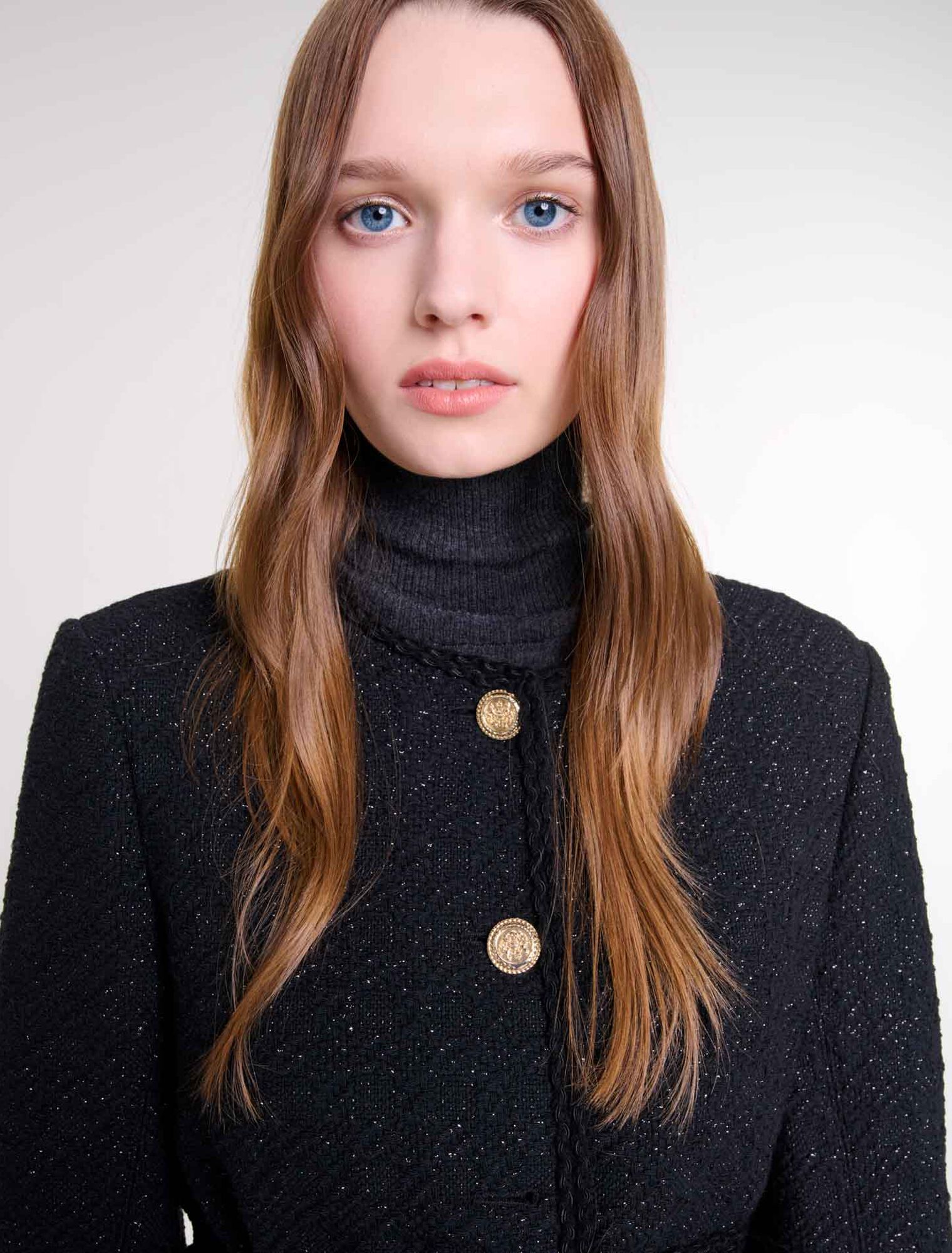 Giacca dritta in tweed brillante