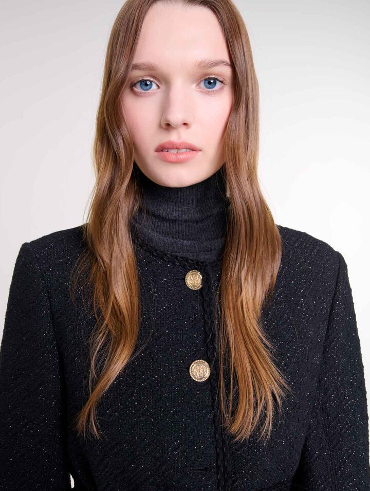 Giacca dritta in tweed brillante