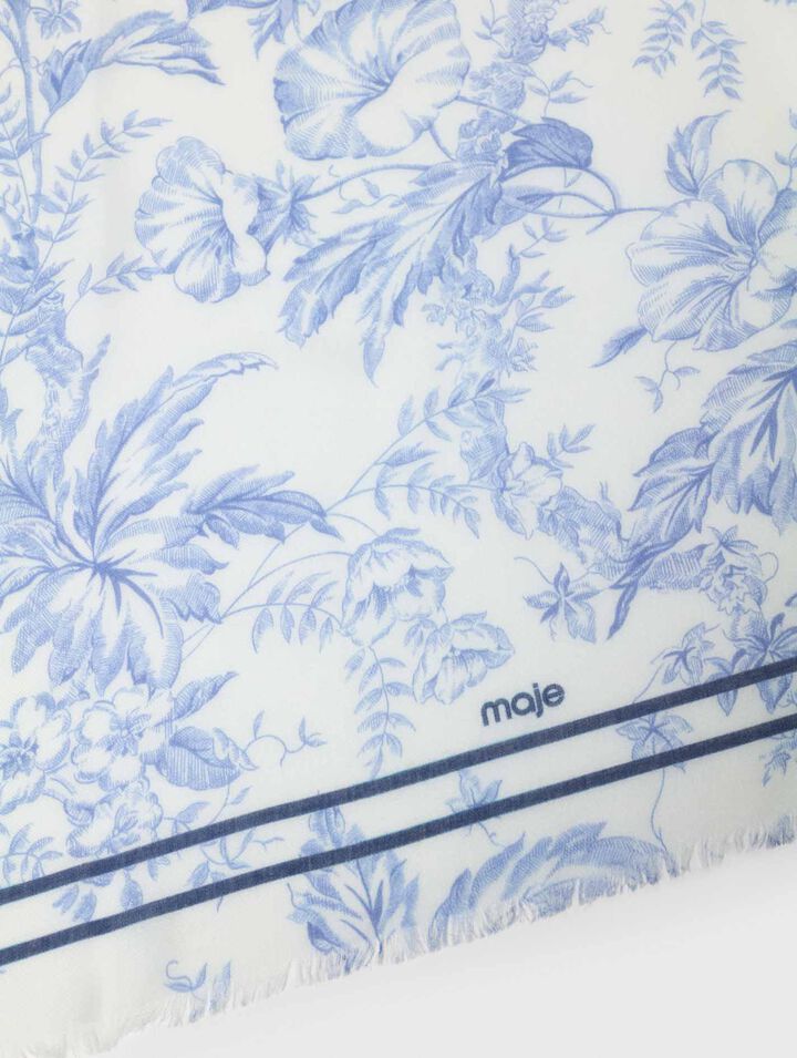 Scialle in misto lana stampa fiori