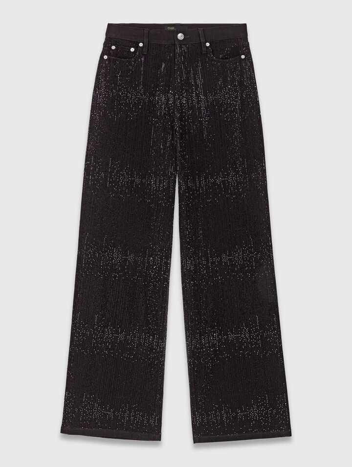 Jeans larghi con strass
