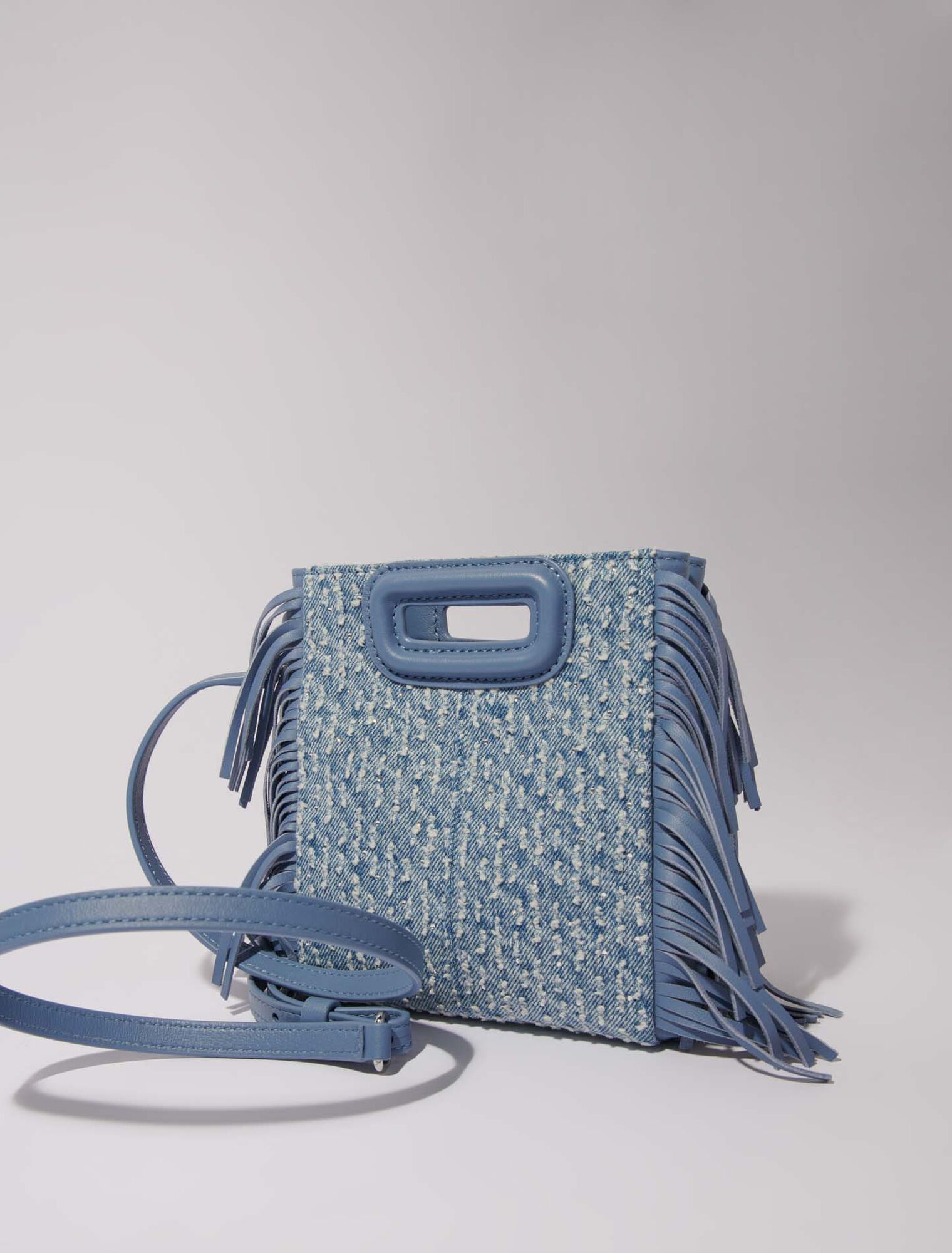 Borsetta M in tela denim e strass