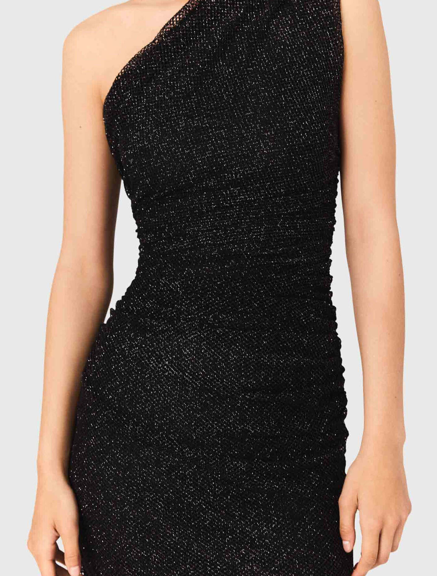 Abito asimmetrico in maglia strass
