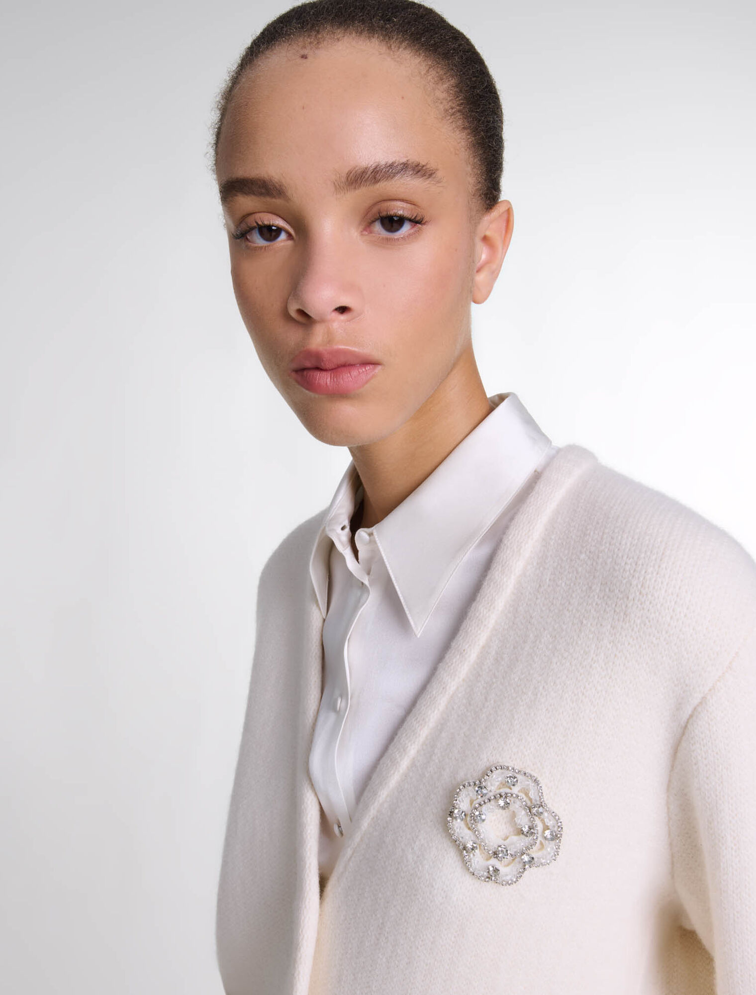Cardigan maglia Clover con strass