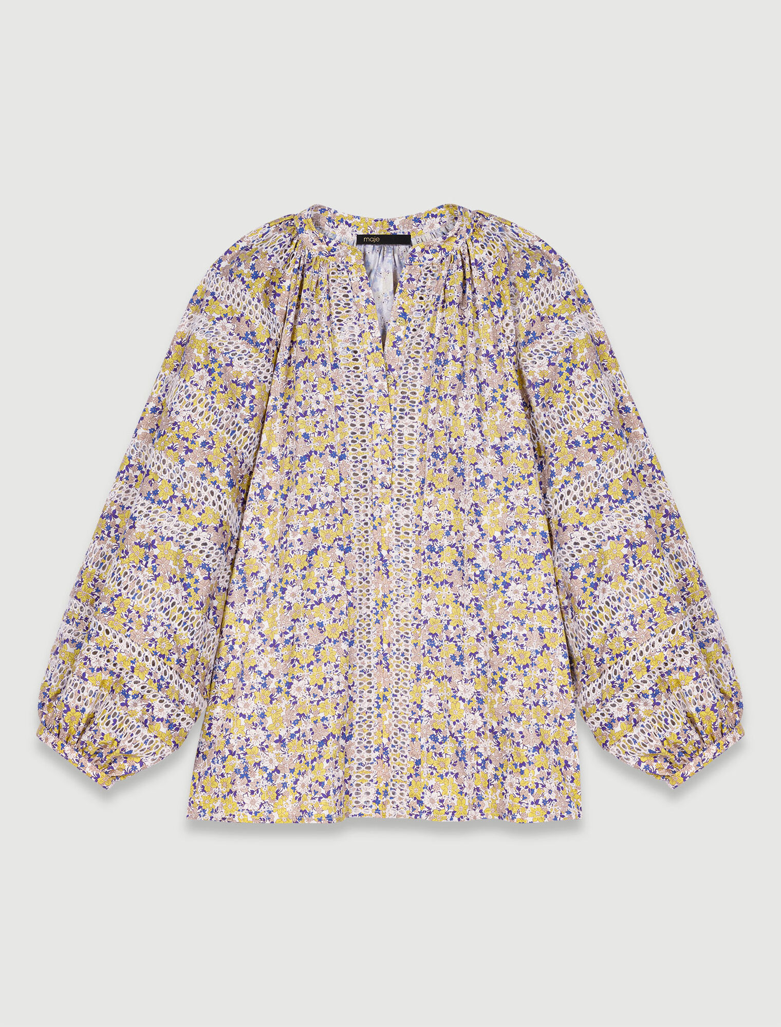 Blusa stampata e ricamata