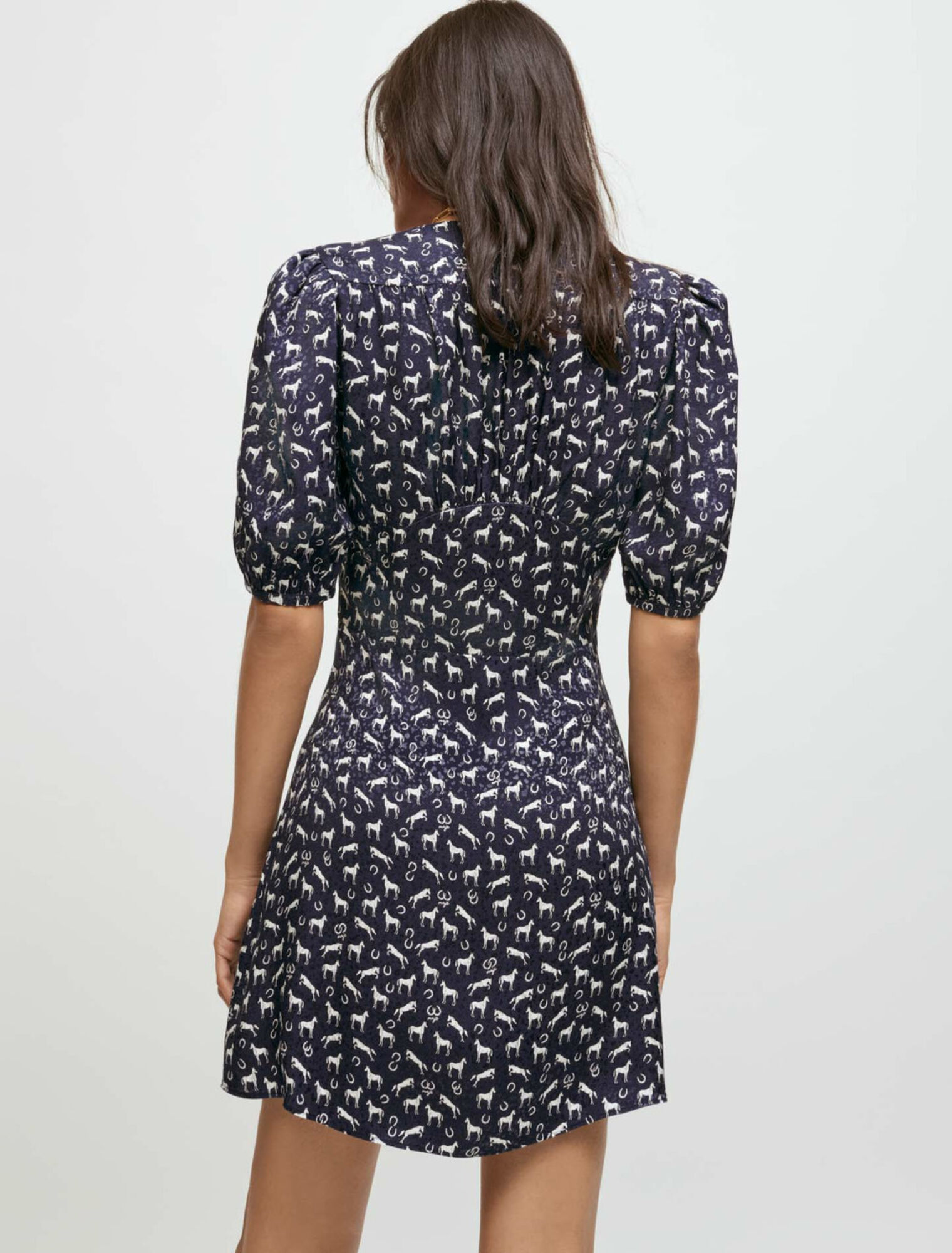 Abito in jacquard con cavalli stampati