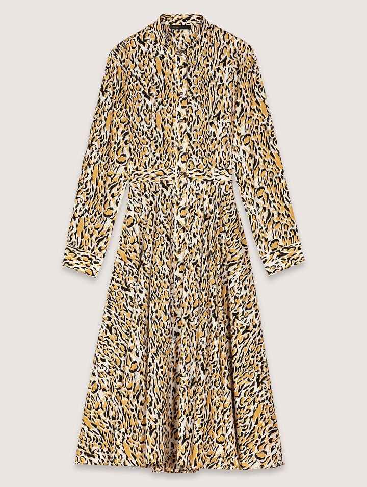 Abito midi con stampa leopardata