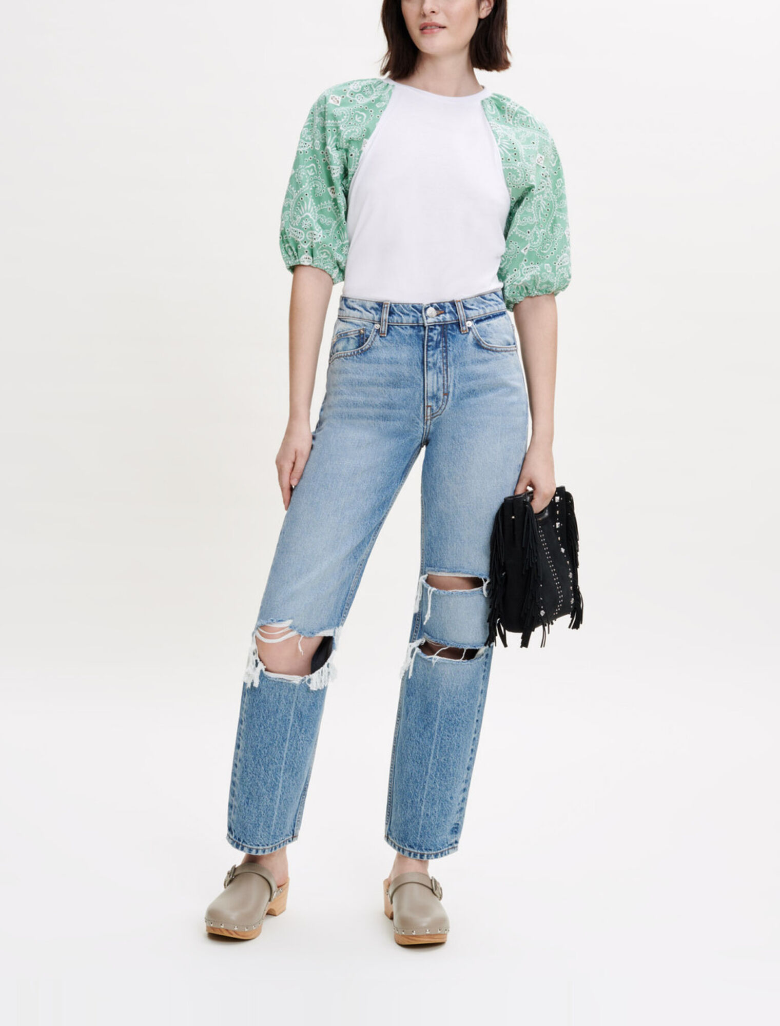 T-shirt in materiale misto